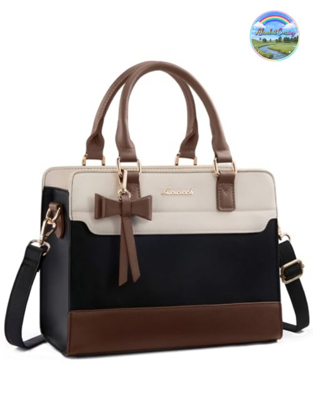 LOVEVOOK Cross-grain PU Leather Satchel Tote Handbag with Zipper